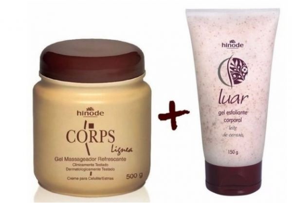 1 Gel Corps Lignea Redutor de Medidas 500g + 1 Gel Esfoliante Corporal 150g Hinode