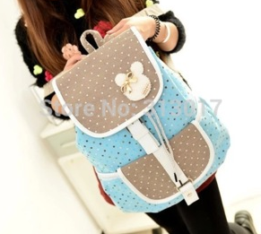 Mochila c/ Bolinhas AZUL/MARROM