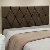 Cabeceira Casal Bia 140 Veludo Suede Marrom SR Cabec