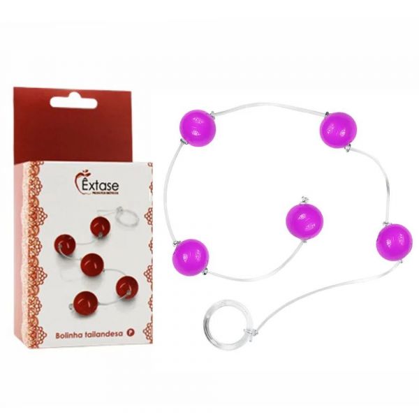 BOLINHA TAILANDESA EM ACRÍLICO COM CORDA EM SILICONE TAMANHO P COR ROXO