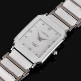 Relógio de pulso de quartzo elegante cerâmica Femininas - Branco + Prata