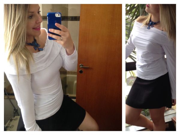 Blusa branca omrbo a ombro
