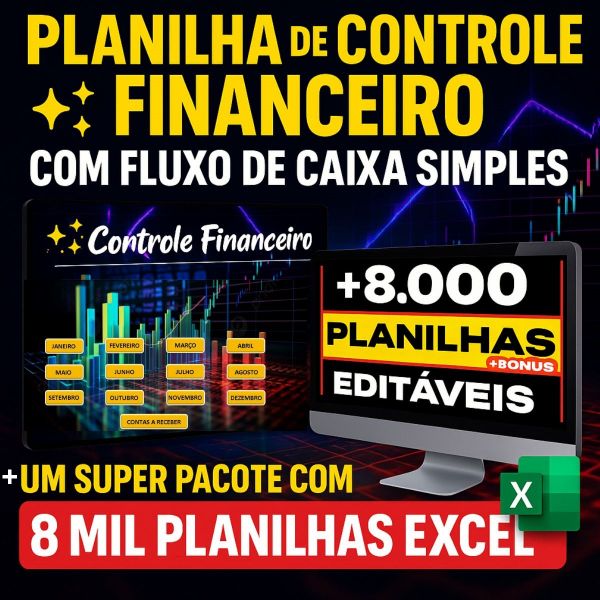 Planilha Financeira + Pacote 8 Mil Planilhas Editáveis - VERSÃO:  ARC148