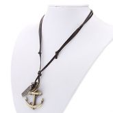 Colar de Couro Ajustável com âncora e outros acessórios #00454210