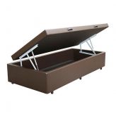 Base Bau Solteirao 108x188x40 Suede Marrom SR Movelaria