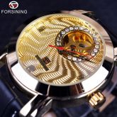 Relógio Dourado De Luxo Homens Elegantes Pulseira De Couro