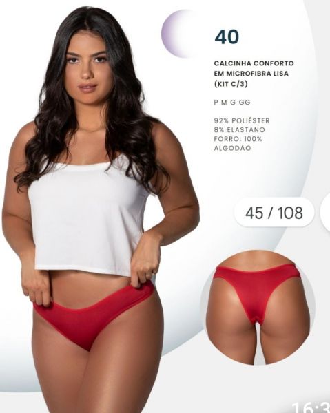 Calcinha 40 G conforto em microfibra