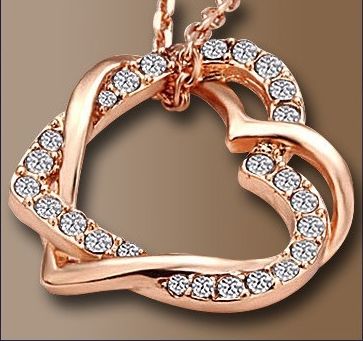 Colar de Coração Chapeamento de Ouro 18k