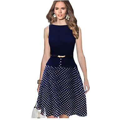 das mulheres bolinhas ajuste vestido alargamento #01518129
