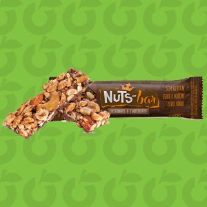 Barra de Cereal 20 Unidades NutsBar Castanhas e Chocolate Zero Açúcar, Zero Glúten