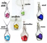 Colar coração na garrafa varias cores.