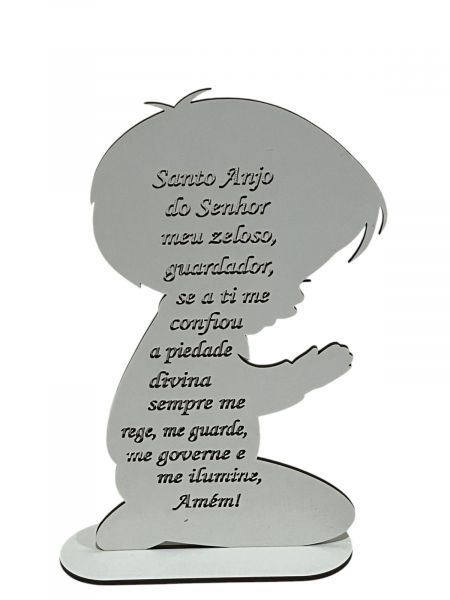 CÓD-RE21 ANJINHO ORAÇÃO SANTO ANJO MDF BRANCO 12X5X19