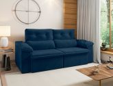 Estofado Retratil Carioca 2x1,00m Veludo Suede Azul 16 Diviminas