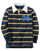 18M Polo Listrada Manga Longa Rugby Azul Marinho - Carter's