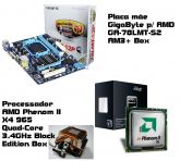 Kit Placa mãe GigaByte p/ AMD GA-78LMT-S2 AM3+ e Processador AMD Phenom II X4 965 Quad-Core 3.4GHz