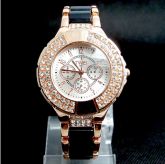 Relógio Feminino Elegante De Luxo Ouro Pulseira Cristais
