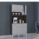 A563.Kit Cozinha Coral 6P1G 90 Chocolate.Off White Poquema