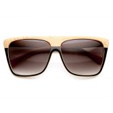 INDIE FASHION WOOD PRINT FLAT TOP AVIATOR SUNGLASSES 8810