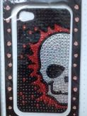 ADESIVO TRASEIRO CAVEIRA COM STRASS PARA IPHONE 4 E 4S