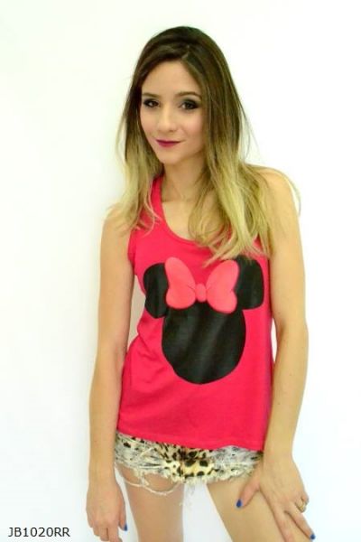 Regata rosa - Minnie laço rosa