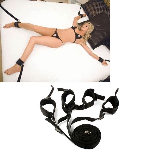 Kit bondage 4 Amarras em Couro Sintético