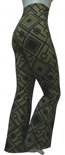 calça feminina flare ou reta(GG-46),estampa triângulos verde e preto,cintura alta, suplex 320