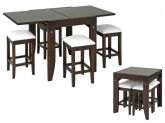 Mesa Elastica Elis tampo de madeira com 4 Banquetas
