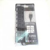 Hub Usb 7 Portas 2.0extensão Chave High Speed 480mbps Preto