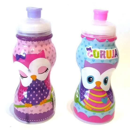 Garrafinha plastica  Squeeze Coruja