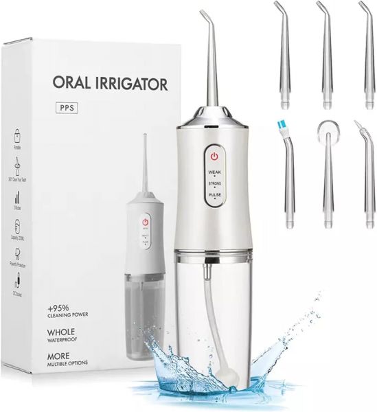 Irrigador Oral Limpeza Profunda Jato D àgua Supersônico 3 Modos Diferentes Tanque de 220ML Eletrico