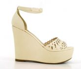 Sandália Anabela Feminina Plataforma Doma Shoes Creme