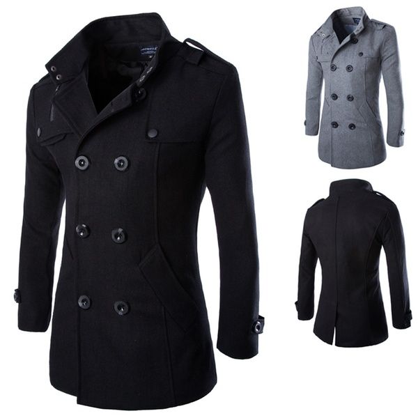 Casaco de lã moda masculina novo casaco de peito duplo