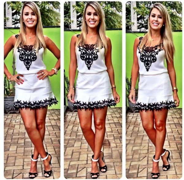 Vestido Branco com Preto
