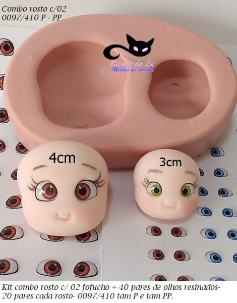Kit combo boneca fofa 1136 + 40 pares olhos res 410 P/PP