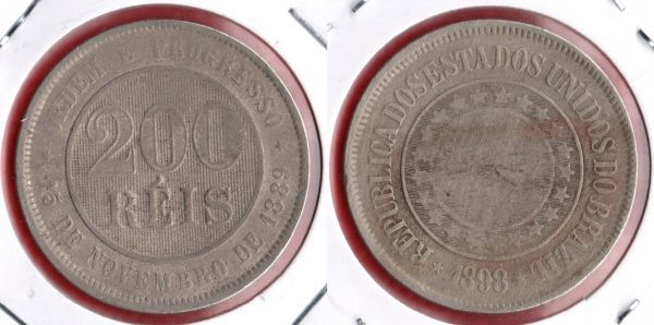 V051-8 - 200 Réis 1898 - Tiragem 3.925..000