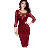 Vestido Outono Elegante De Festa Renda Zhimoom Manga Longa