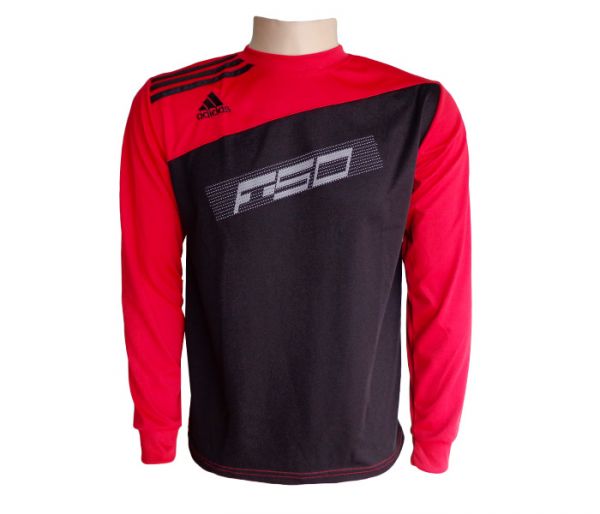 Camisa Adidas Dri Fit Manga Longa Preta e Vermelha