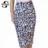 Saia Casual Estampada Primavera Verão Cintura Alta Geometric