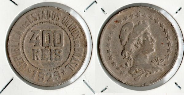 V117-1 - 400 Réis 1929 - BAIXA Tiragem 868.500