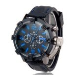 Relógio Vogue Moda V6 de Superfície 3D, Caso Luxo Preto Hour Masculino