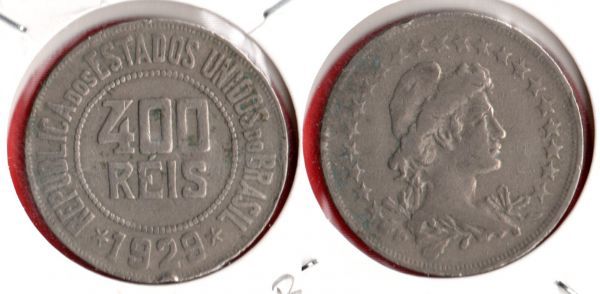 V117-9- 400 Réis 1929 - BAIXA Tiragem 868.500