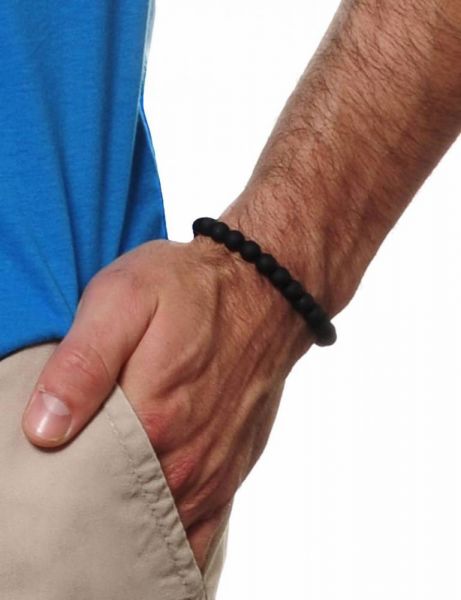 Pulseira Contas Preta Fosca - Cod.019-PUH