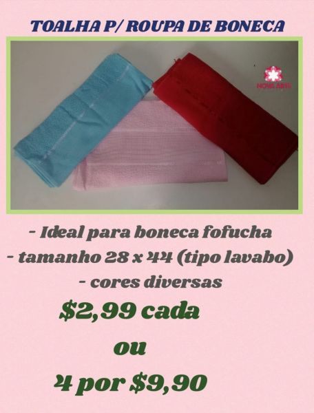 Toalha para roupa de boneca