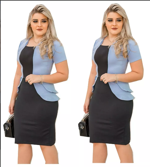 Vestido Feminino Tubinho Blazer Sobreposto Moda Evangélica