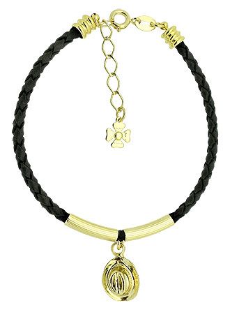 Pulseira feita de couro sintético, contendo detalhes folheados a ouro - Cod: P345