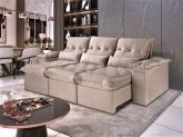 Estofado Retr Recl Ouro Preto 260 3x70 Bege Claro Inca 02 Idealle