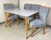 Mesa Jade.Slim 120x80 Tampo Malaga MDF.Vdr e Base Slim Imbuia Mel.Off White Carvalho Decor