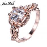 Joia Anel De Cristal Luxo Mulheres Elegantes Rosa Dourado