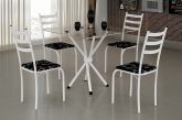 5306.27.1.7 Conjunto Mesa Maraba 75x75 BrancoTmp Vidro Quadrado com 4 Cds Branco.Lirio Preto Teixeir