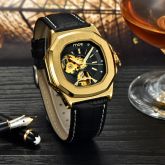 Relógio Masculino De Pulso Pulseira De Couro Automático